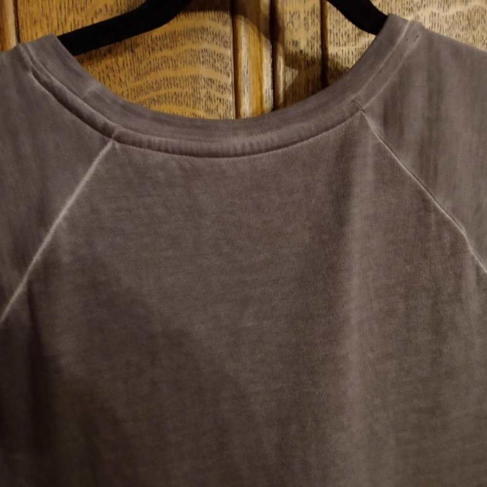 Athleta Small tall, plum sweatshirt dress, distressed, washed look at seams - Picture 6 of 8